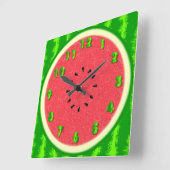 Wassermelone Slice Sommer Früchte mit Rind Quadratische Wanduhr (Winkel)