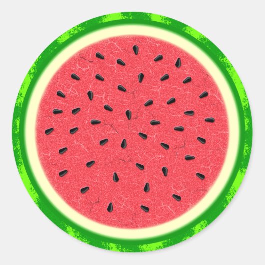 Wassermelone Slice Sommer Früchte mit Rind Runder Aufkleber (Vorderseite)