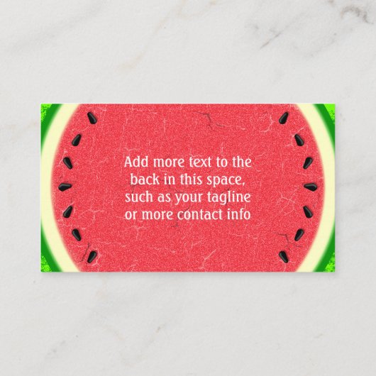 Wassermelone Slice Sommer Früchte mit Rind Visitenkarte (Rückseite)
