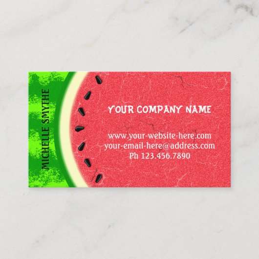 Wassermelone Slice Sommer Früchte mit Rind Visitenkarte (Vorderseite)