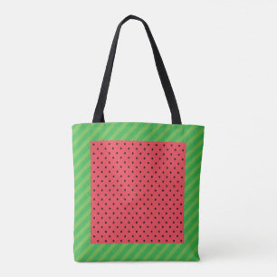 Wassermelone Sommer Früchte grün, rosa/schwarz pol Tasche