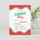 Wassermelone, Sommer-Geburtstagsparty Einladung (Stehend Vorderseite)