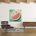 Wassermelone Sommer Hoch Leinwanddruck<br><div class="desc">Watermelon Summer High ist ein abstraktes Retro-Design, inspiriert durch das erfrischende Gefühl des Beißens in eine coole Wassermelone an einem heißen Sommertag! Erleben Sie das erfrischende Gefühl eines warmen Sommertages mit diesem atemberaubenden Kunstwerk. Dieses faszinierende Werk verbindet abstraktes Design mit süßer, saftiger Güte und besticht durch seine ausgefallene Wassermelone-Leckerei. Mit...</div>