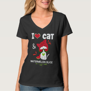 Wassermelone Sommer Katze Sonnenbrille Wassermel T-Shirt