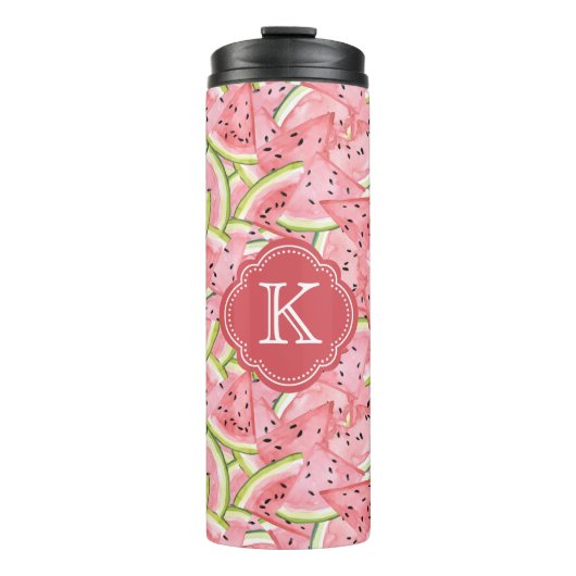 Wassermelone Sommer mit Custom Monogram Thermosbecher (Vorderseite)