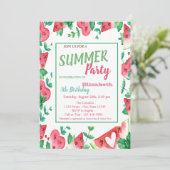 Wassermelone, Sommer Party Geburtstag Einladung (Stehend Vorderseite)