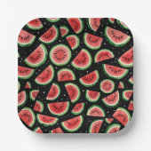 Wassermelone Sommer Party Juicy Wasserfarbe Schwar Pappteller (Vorderseite)