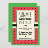 Wassermelone Sommerbecken Party Einladung Polka Pu (Vorne/Hinten)