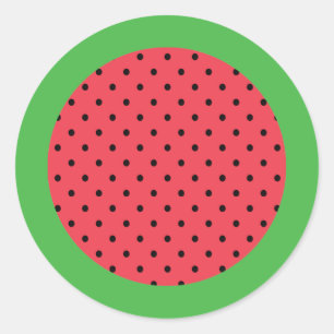 Wassermelone Sommerfrucht grün pink Runder Aufkleber