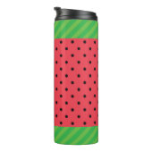 Wassermelone Sommerfrüchte Grüne rosa/schwarze Pun Thermosbecher (Nach rechts gedreht)