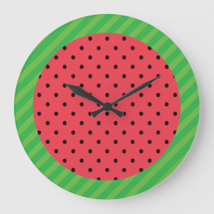 Wassermelone Sommerfrüchte rosa schwarze grüne Leb Große Wanduhr