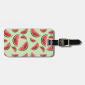 Wassermelone Sommerfruchtmuster auf grüner Farbe Gepäckanhänger (Vorderseite horizontal)