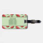 Wassermelone Sommerfruchtmuster auf grüner Farbe Gepäckanhänger (Rückseite horizontal)