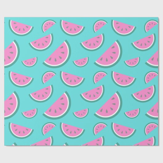 Wassermelone Sommerfruchtmuster in Türkis Geschenkpapier (Flach)