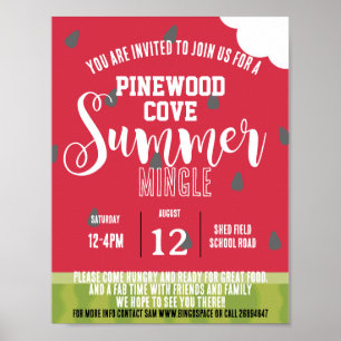 Wassermelone Sommerviertel Party Poster