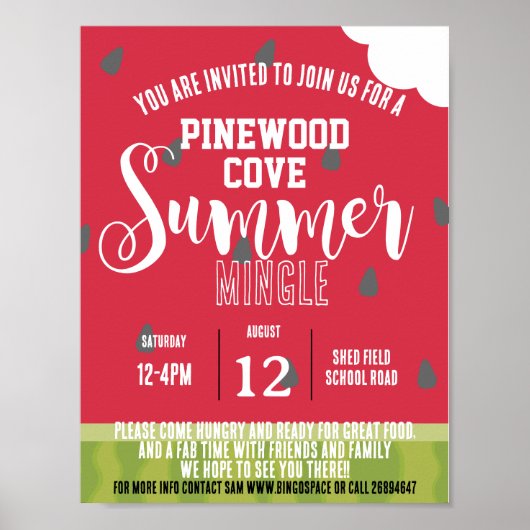 Wassermelone Sommerviertel Party Poster (Vorne)