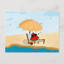 Wassermelone Strand Sommerurlaub Feiertagspostkarte