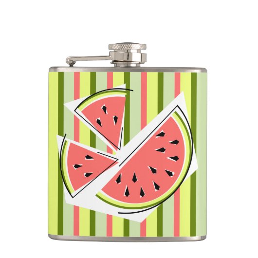 Wassermelone Streifen klassisch Flachmann (Vorderseite)