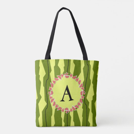 Wassermelone Streifen-Monogramm Totbeutel Tasche (Rückseite)