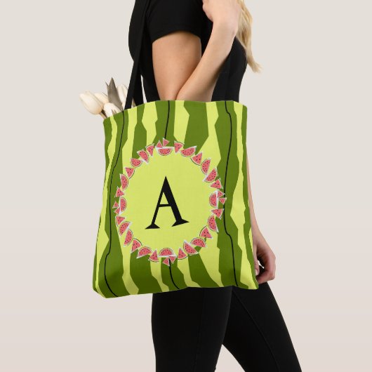 Wassermelone Streifen-Monogramm Totbeutel Tasche (Von Nahem)