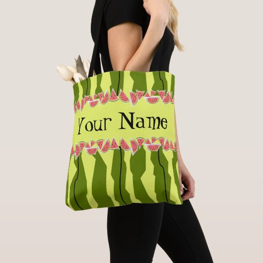 Wassermelone Streifen Name Tasche (Von Nahem)