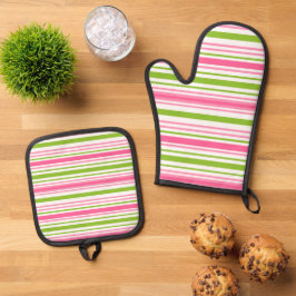 Wassermelone Streifen Ofenhandschuh & Topflappen-Set