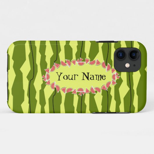 Wassermelone Streifen oval "Name" horizontal Case-Mate iPhone Hülle (Rückseite (Horizontal))