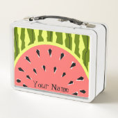 Wassermelone Streifen Rosa Name Metall Brotdose (Rückseite)