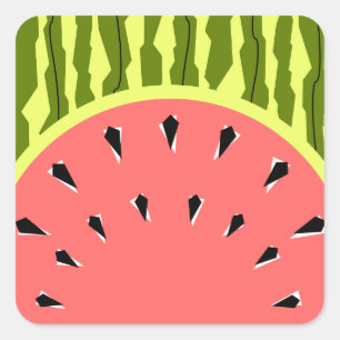 Wassermelone Streifen Rosa Quadrat Quadratischer Aufkleber