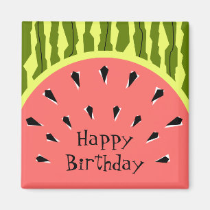 Wassermelone Streifen rosa Textquadrat Magnet