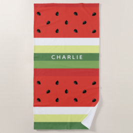Wassermelone Stripes individuelle Name Strandtuch