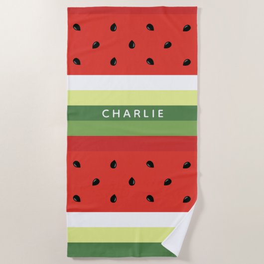 Wassermelone Stripes individuelle Name Strandtuch (Vorderseite)