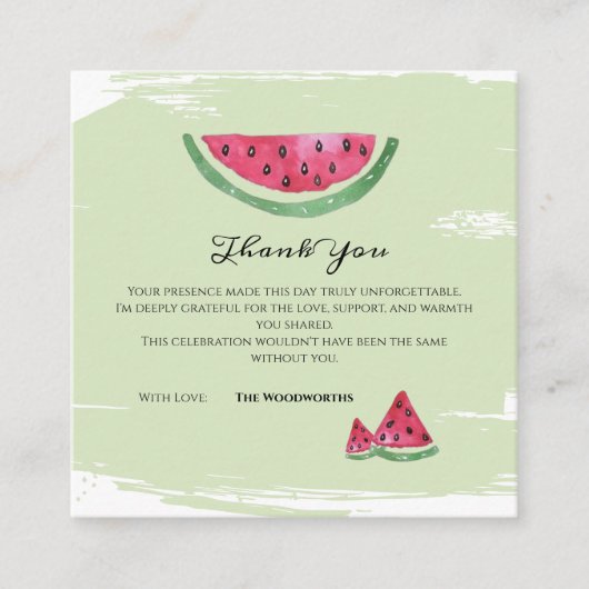 Wassermelone Süßes Mädchen Sommer Danke Begleitkarte (Vorderseite)