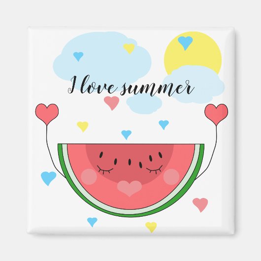 Wassermelone, Text, "I Liebe Summer", Magnet (Vorne)