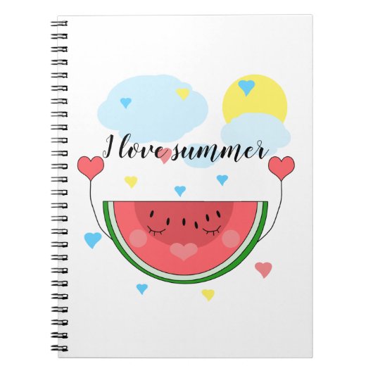 Wassermelone, Text, "I Liebe Summer", Notizblock (Vorderseite)