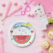 Wassermelone, Text, "I Liebe Summer", Pappteller (Party)