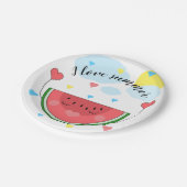 Wassermelone, Text, "I Liebe Summer", Pappteller (Schrägansicht)