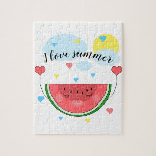 Wassermelone, Text, "I Liebe Summer" Puzzle
