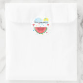 Wassermelone, Text, "I Liebe Summer", Runder Aufkleber (Tasche)