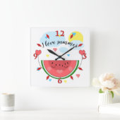 Wassermelone, Text, "I Liebe Summer" Square Wal Quadratische Wanduhr (Zuhause)