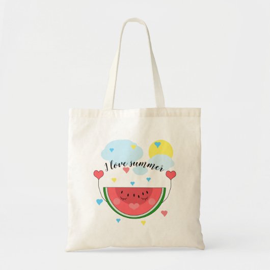 Wassermelone, Text, "I Liebe Summer" Tragetasche (Vorne)