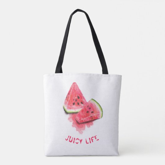 Wassermelone Tote Bag mit benutzerdefiniertem Text Tasche (Rückseite)