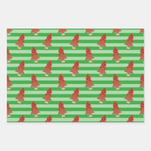 Wassermelone Tree Strip Christmas Geschenkpapier Set (Vorderseite)