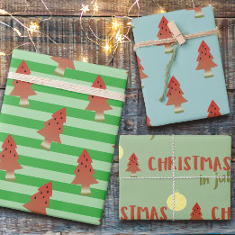 Wassermelone Tree Strip Christmas Geschenkpapier Set