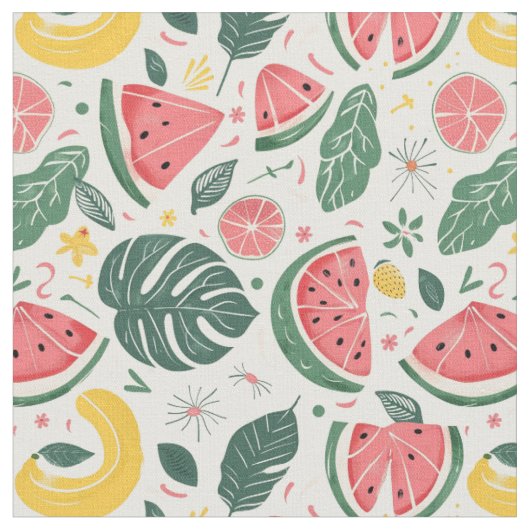 Wassermelone Tropicales Muster Stoff (Nahaufnahme)