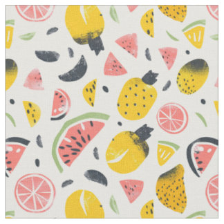 Wassermelone & Tropische Früchte Cottagecore Stoff