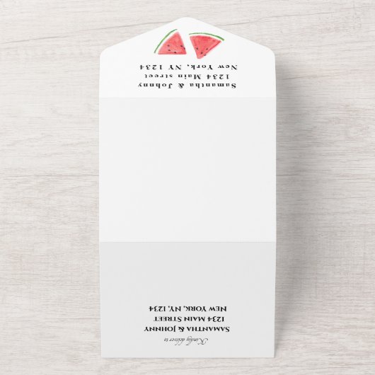Wassermelone Tropisches Obst Niedlich Rustikale Ho All In One Einladung (Außenbereich)
