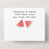 Wassermelone Tropisches Obst Niedlich Rustikale Ho All In One Einladung (Rückseite)