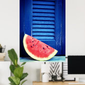 Wassermelone und blaues Fensterposter Poster (Heimbüro)
