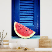 Wassermelone und blaues Fensterposter Poster (Küche)